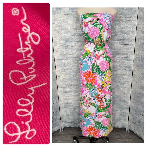 Lilly Pulitzer Target Maxi Tube Dress Floral/Tropical Print Stretchable Waist SP - Picture 1 of 7